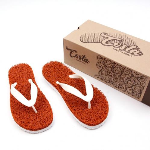 Costa Coil Beach Sandal Women's Men's Summer Casual Flip Flop Slipper Made of PVC Coil Mat - Orange | beach, summer, flipflop, flip, flots, slippers, women, girl, soft, mesh, coil, durable, PVC