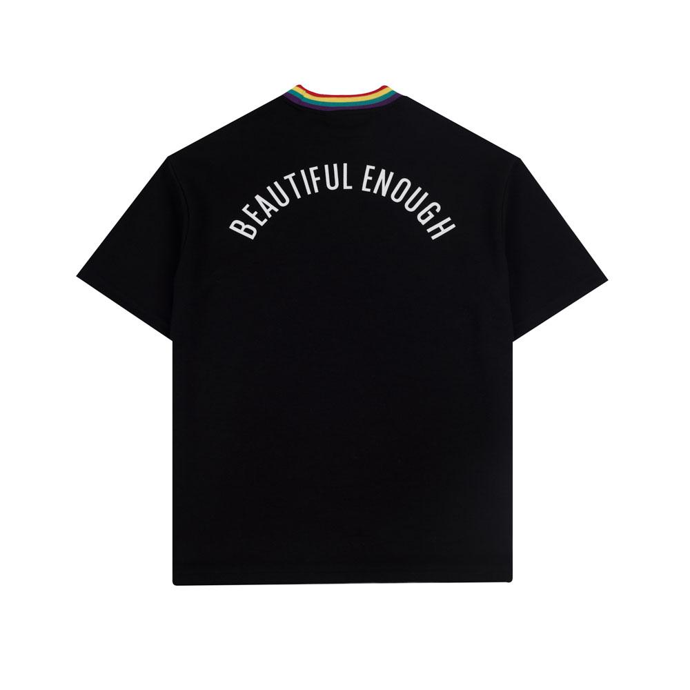 RAINBOW NECK POINT TEE BLACK