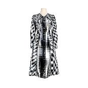 Pearl button lace check dress
