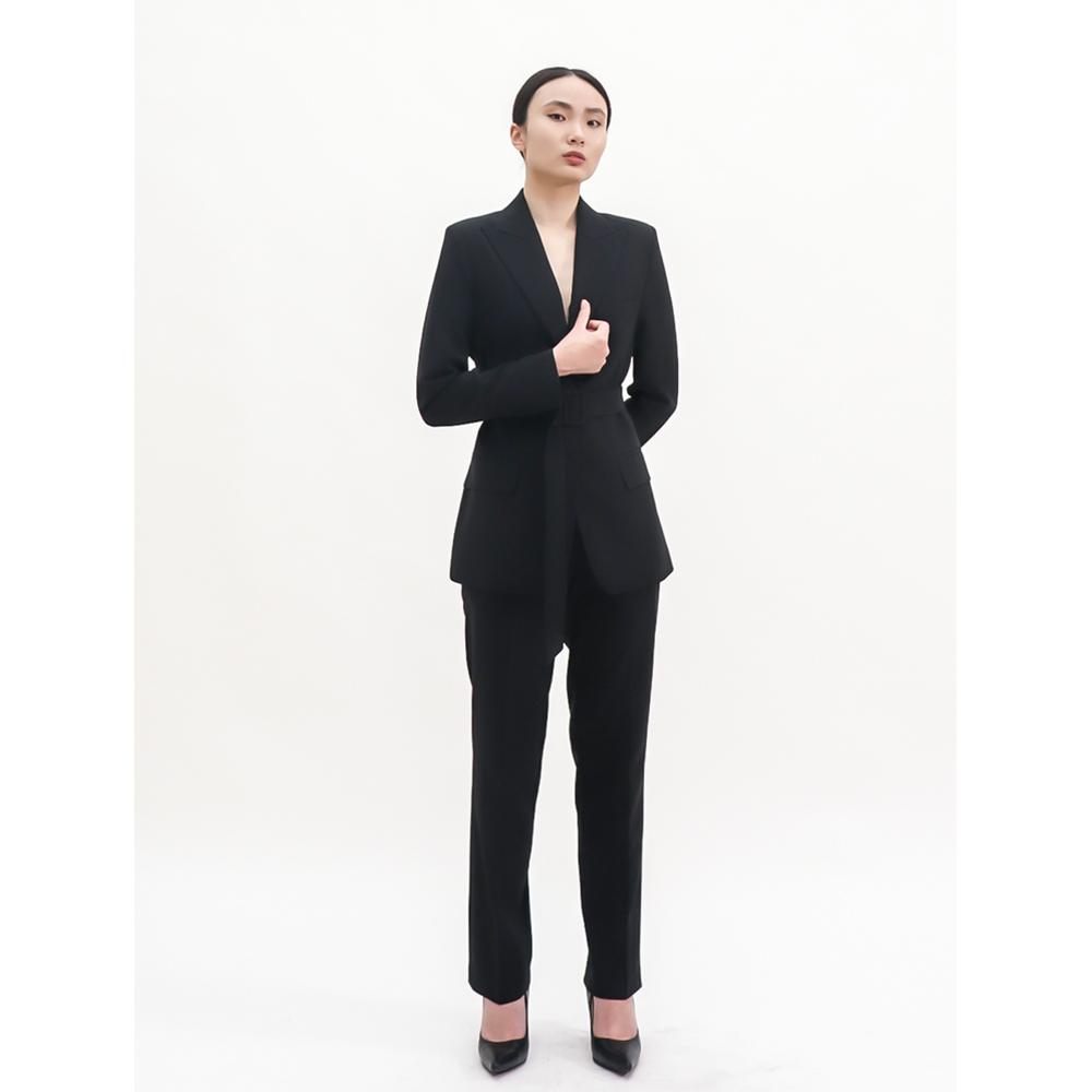 SUITHEEL LOOSE FIT BELTED SINGLE SUIT - BLACK