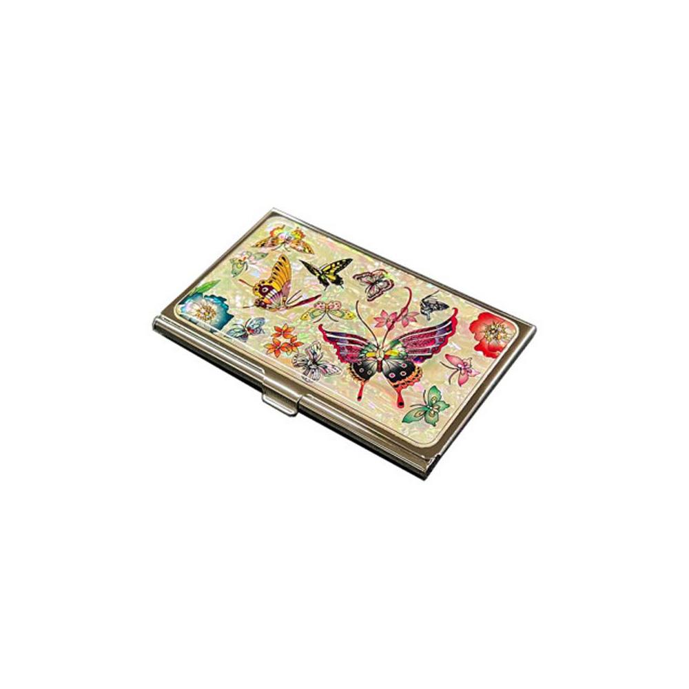 Mother of Pearl Business Card Case (White Butterfly)