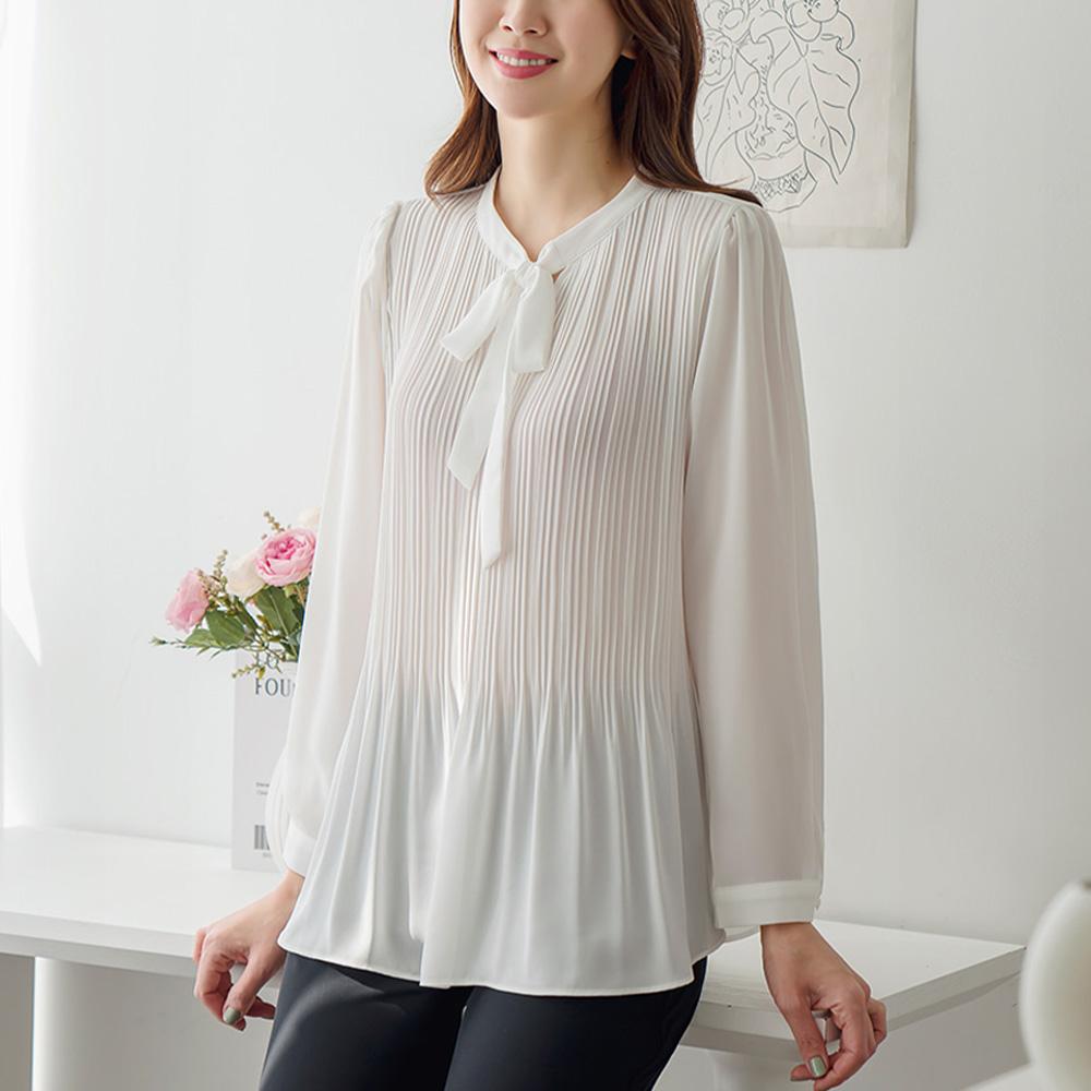 Madam Grace Day Pleated Tie Blouse
