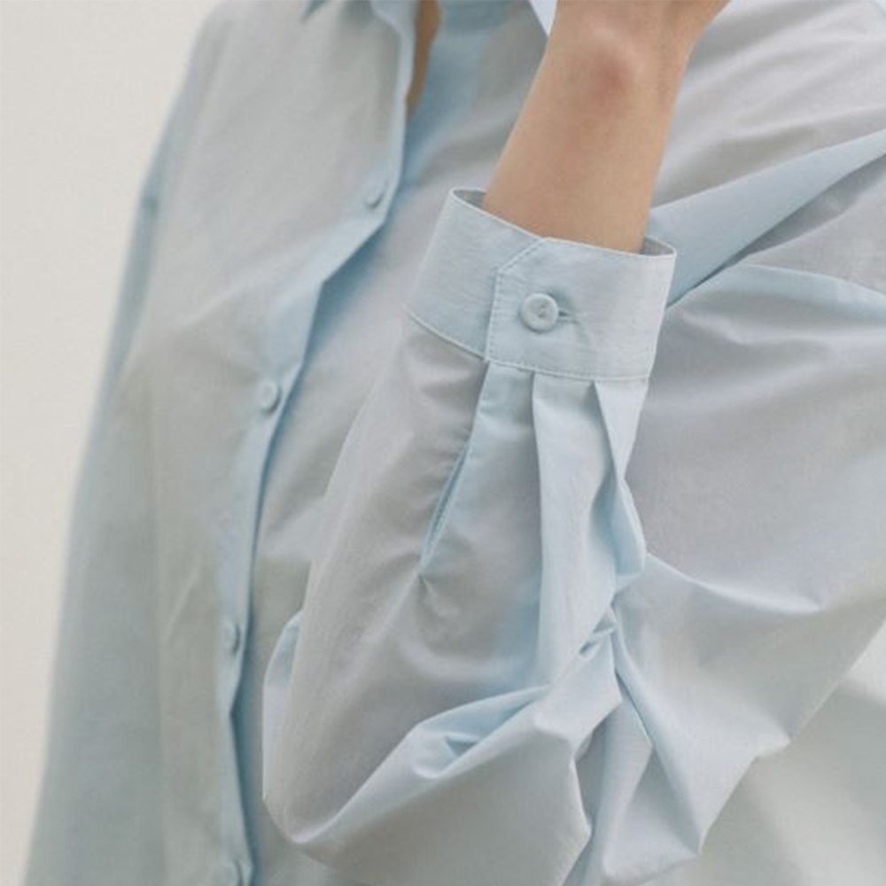 Paper Like Loose Fit Toukpae Sister Shirt - Sky