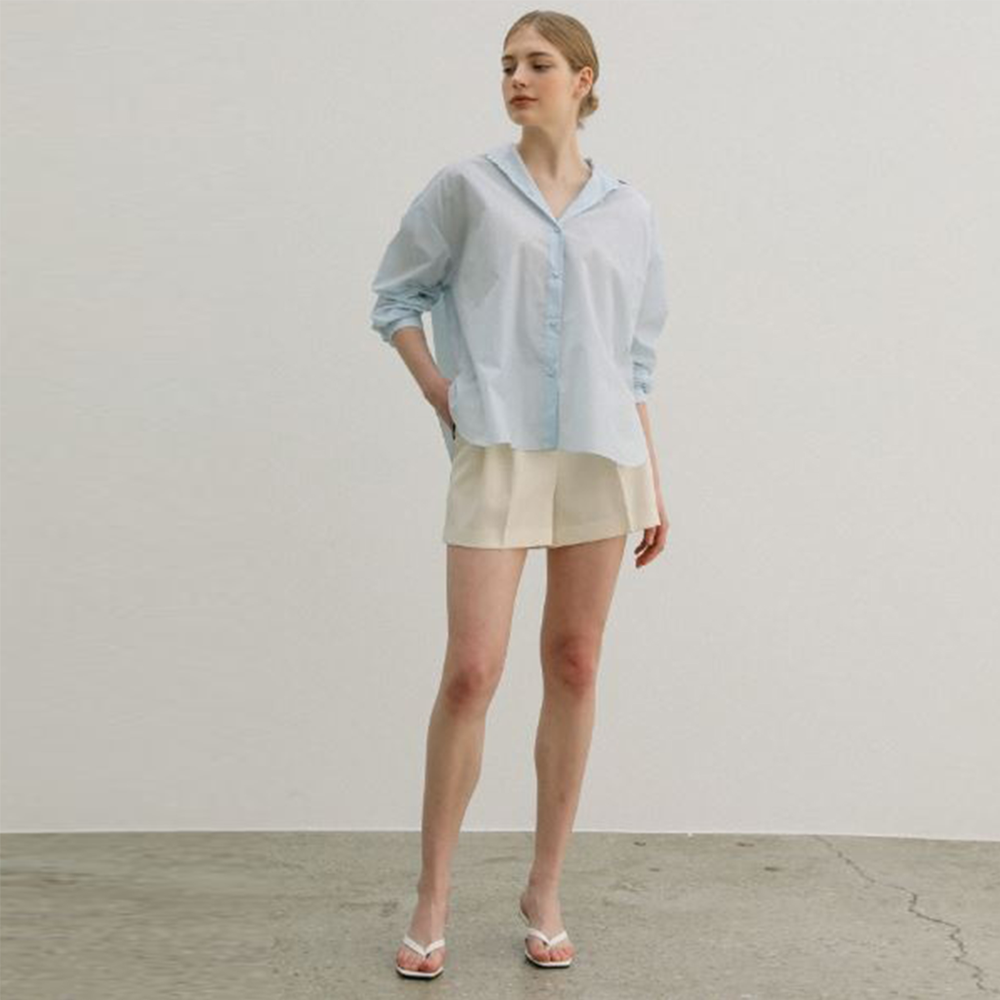 Paper Like Loose Fit Toukpae Sister Shirt - Sky