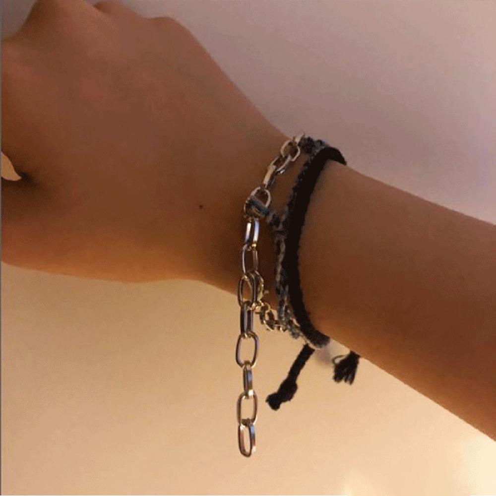 Surgical steel simple oval link chain, one-size-fits-all layering layered bracelet