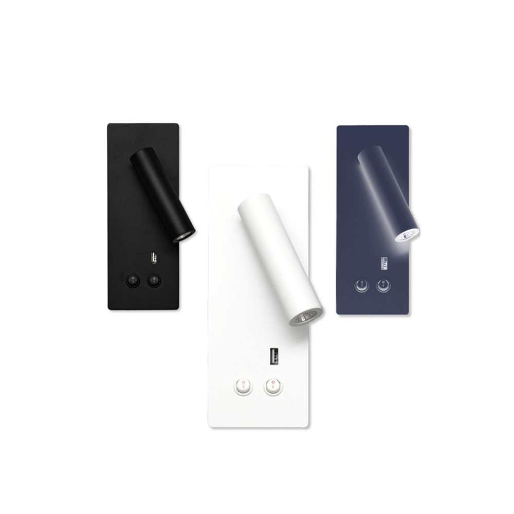 AVCH Rectangle Two Switch Wall lights for bedroom, bathroom, stairway, and living room, USB Charger