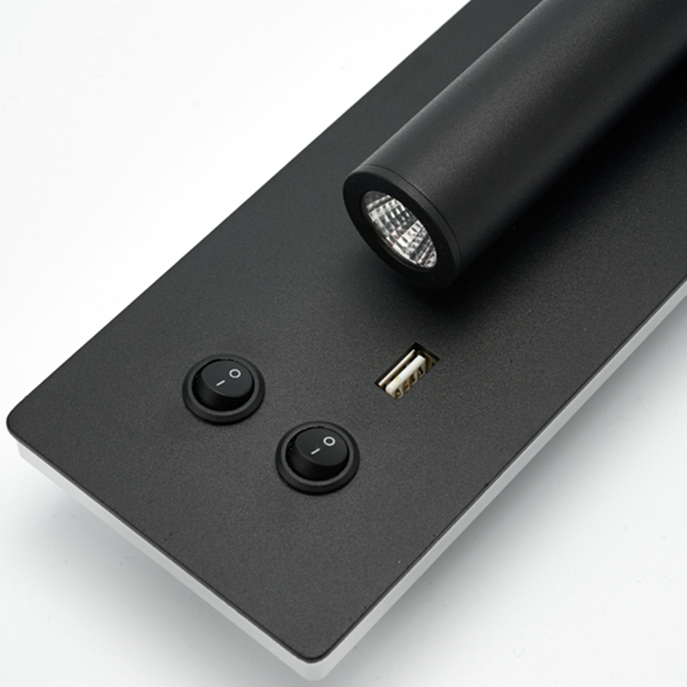 AVCH Rectangle Two Switch Wall lights for bedroom, bathroom, stairway, and living room, USB Charger