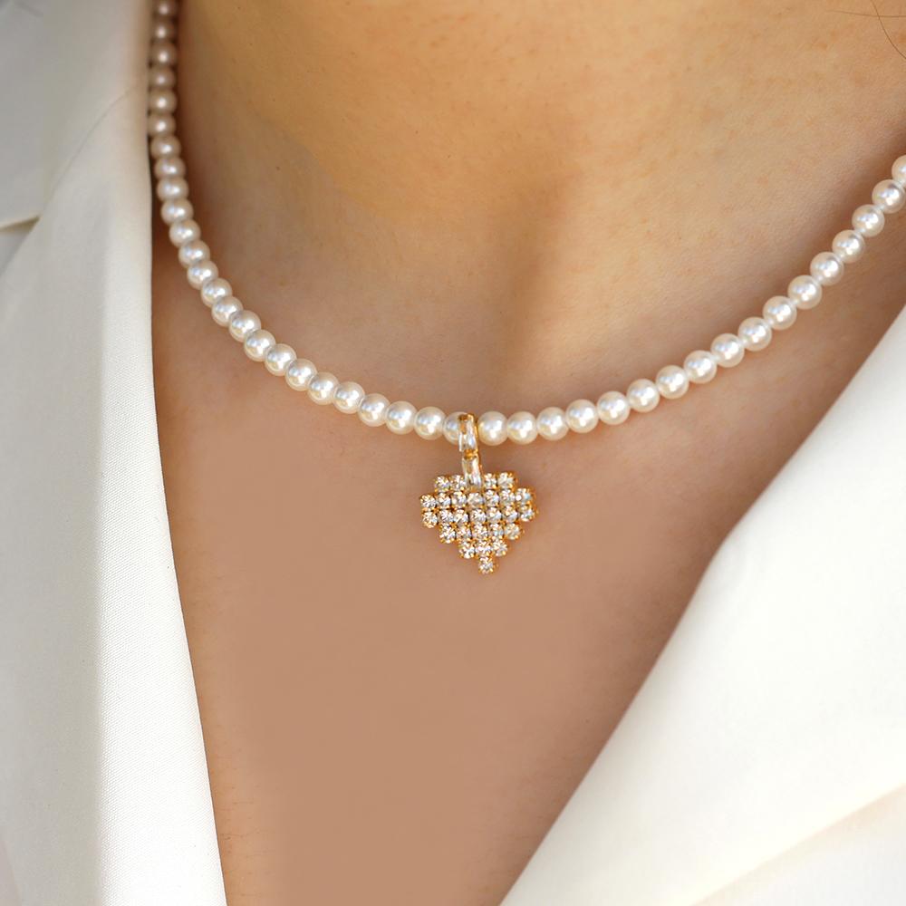 Lovely Pearl Heart Necklace