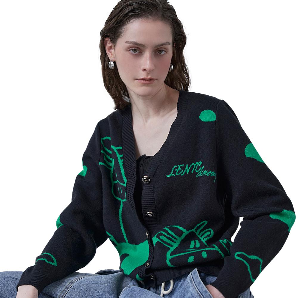 Giraffe Color-Block Point Cardigan